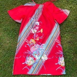 Vintage Caftan Nightgown Large Loud Funky Fun Wild Print Roper Party